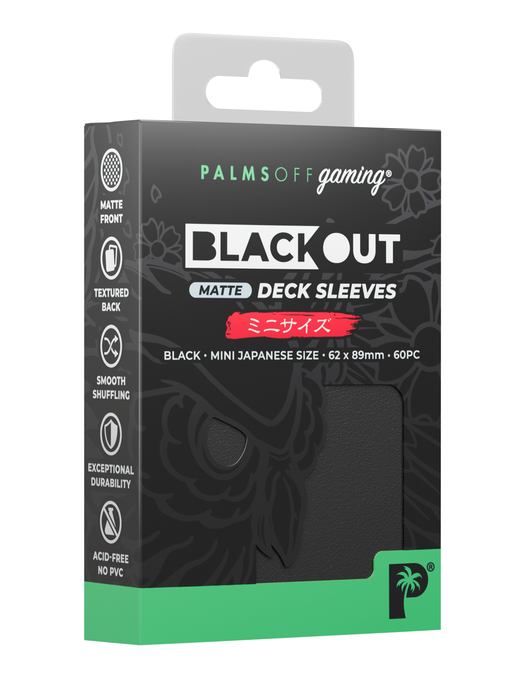 Palms Off Gaming Blackout Deck Sleeves — Japanese Mini Size, Matte