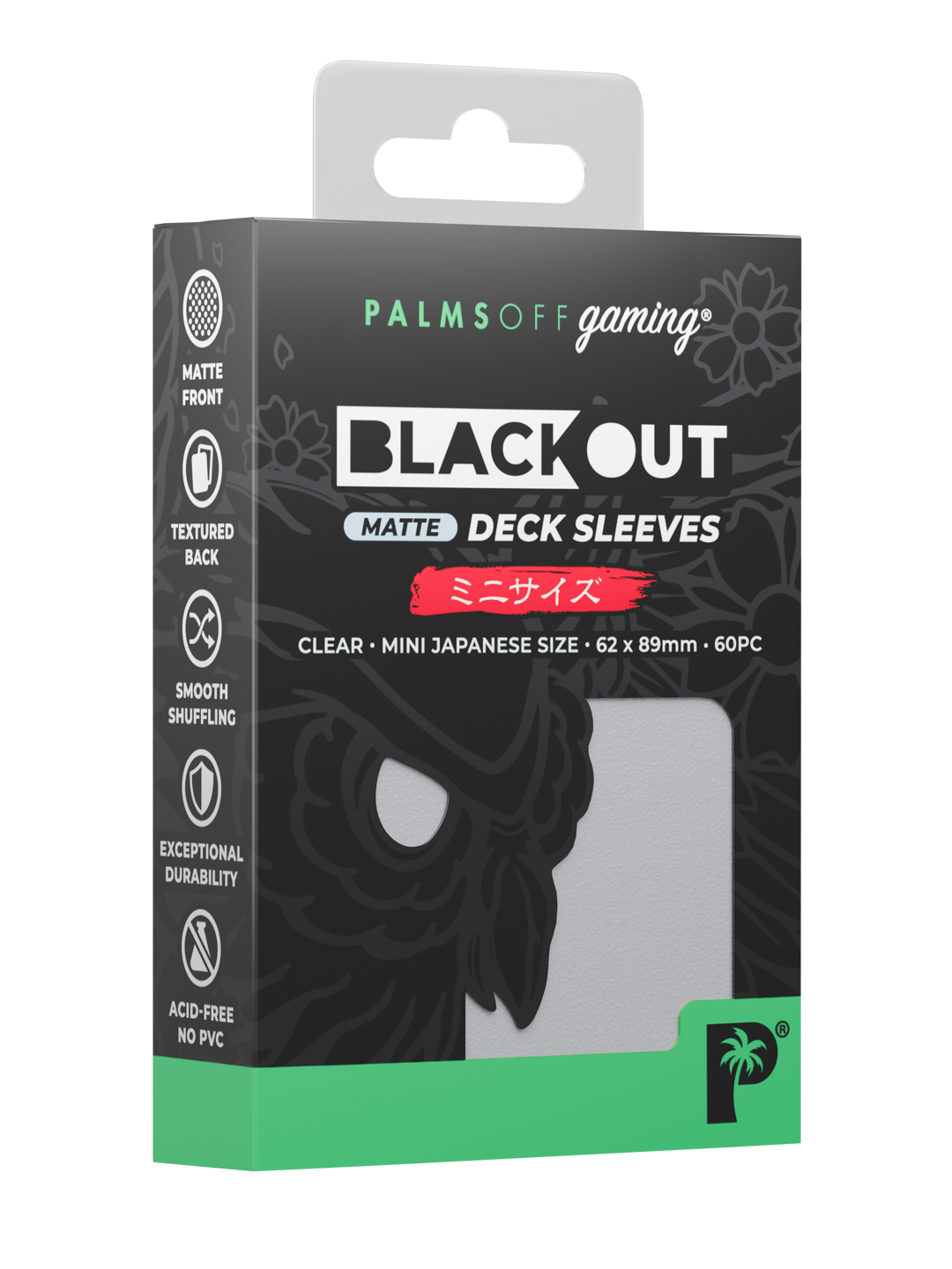 Palms Off Gaming Blackout Deck Sleeves — Japanese Mini Size, Matte — Clear