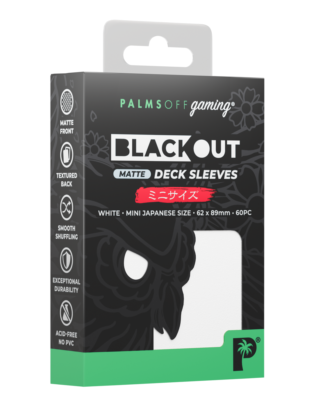 Palms Off Gaming Blackout Deck Sleeves — Japanese Mini Size, Matte — White