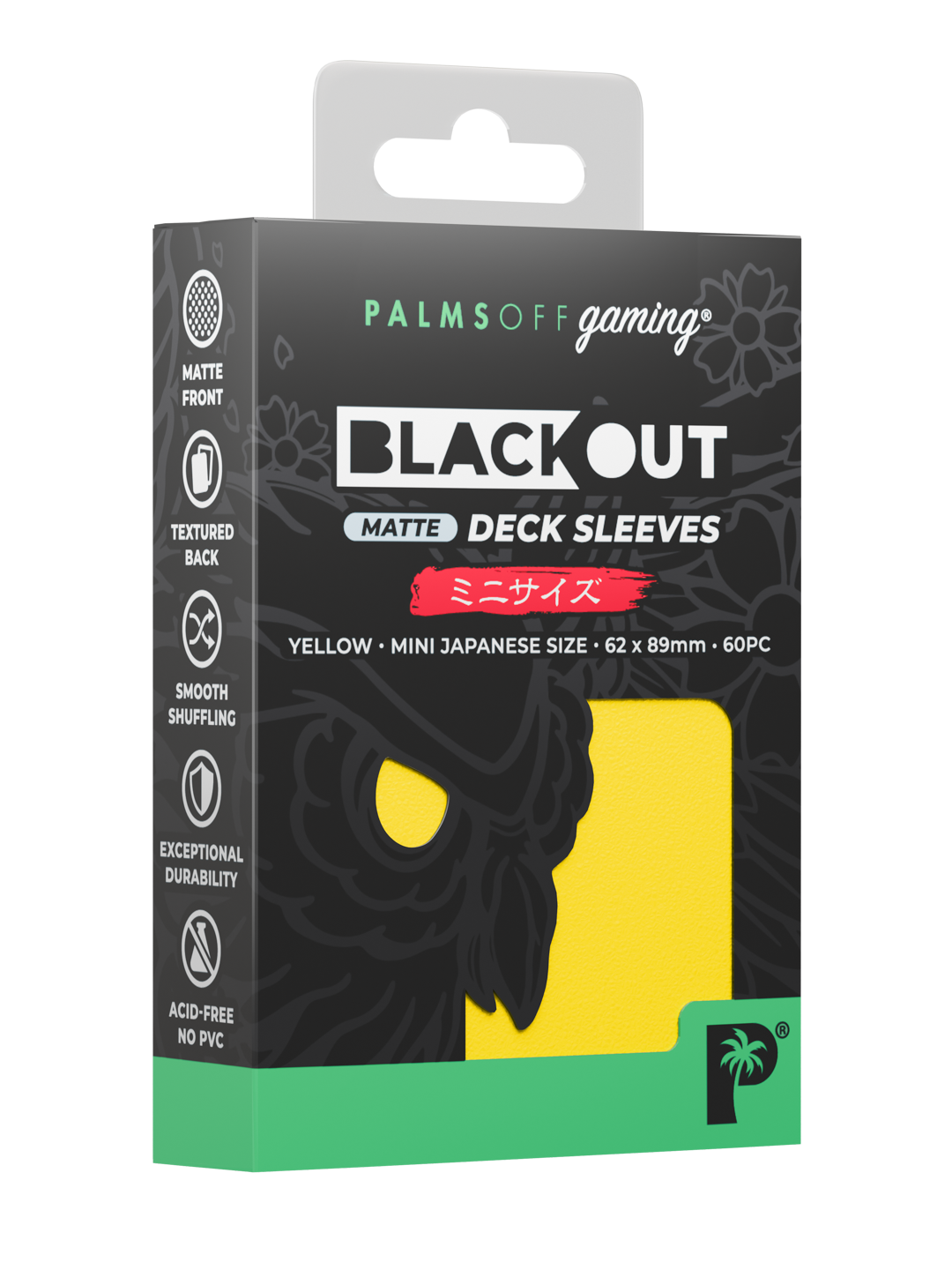 Palms Off Gaming Blackout Deck Sleeves — Japanese Mini Size, Matte — Yellow