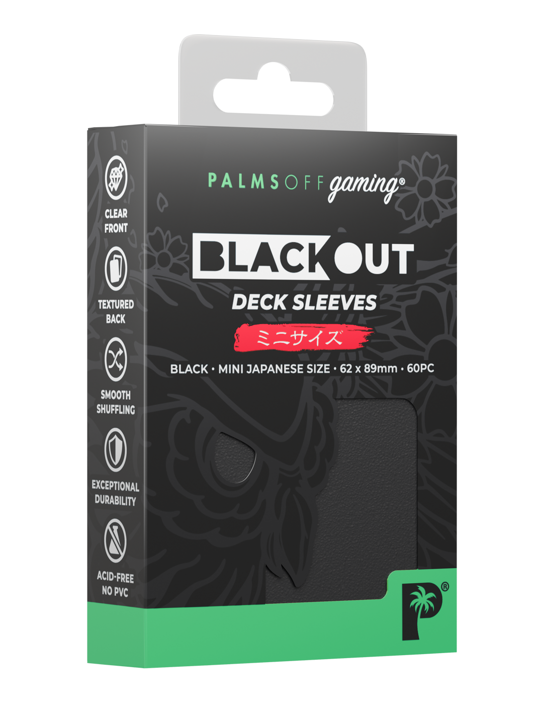Palms Off Gaming Blackout Deck Sleeves — Japanese Mini Size