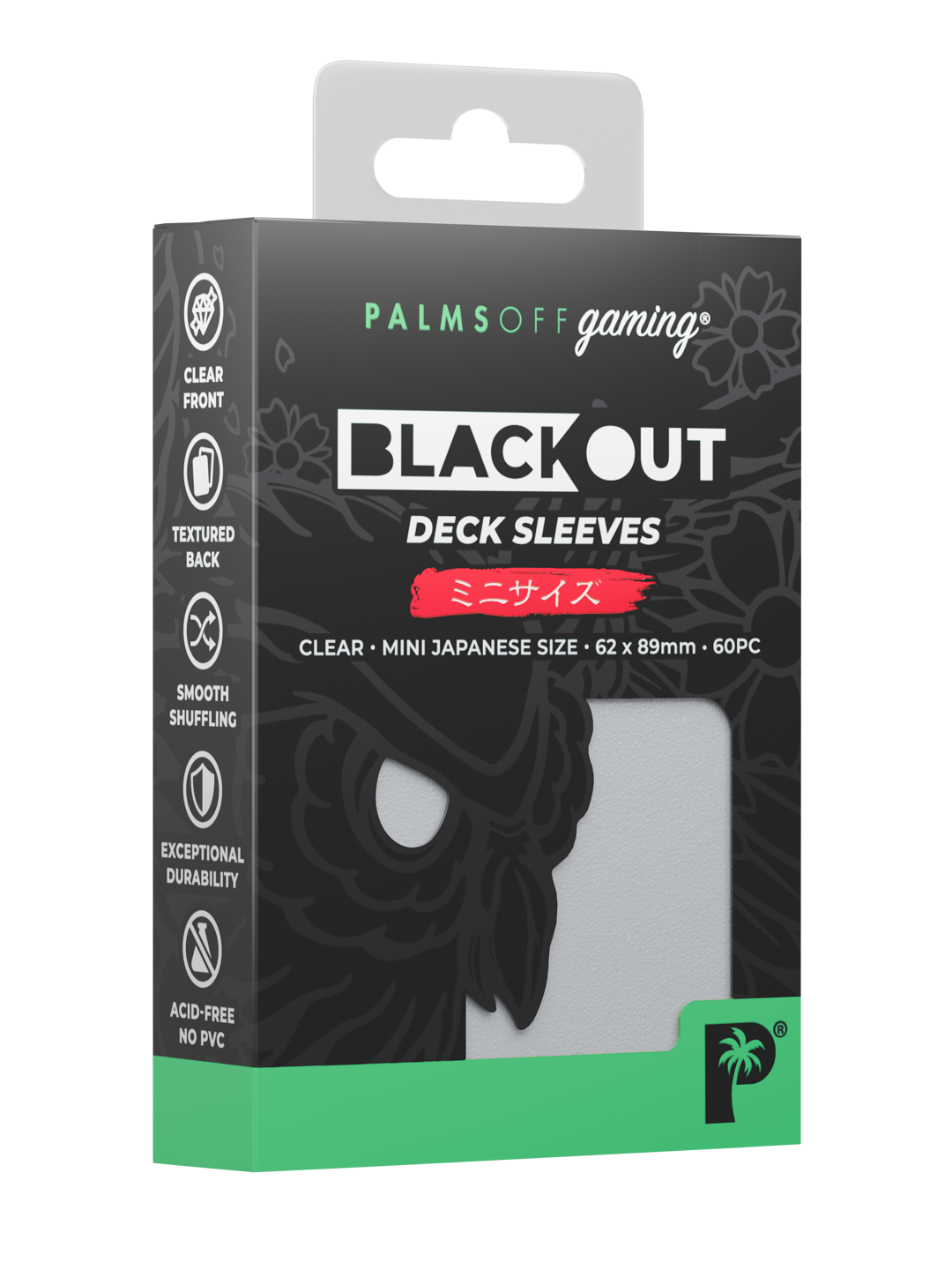 Palms Off Gaming Blackout Deck Sleeves — Japanese Mini Size — Clear