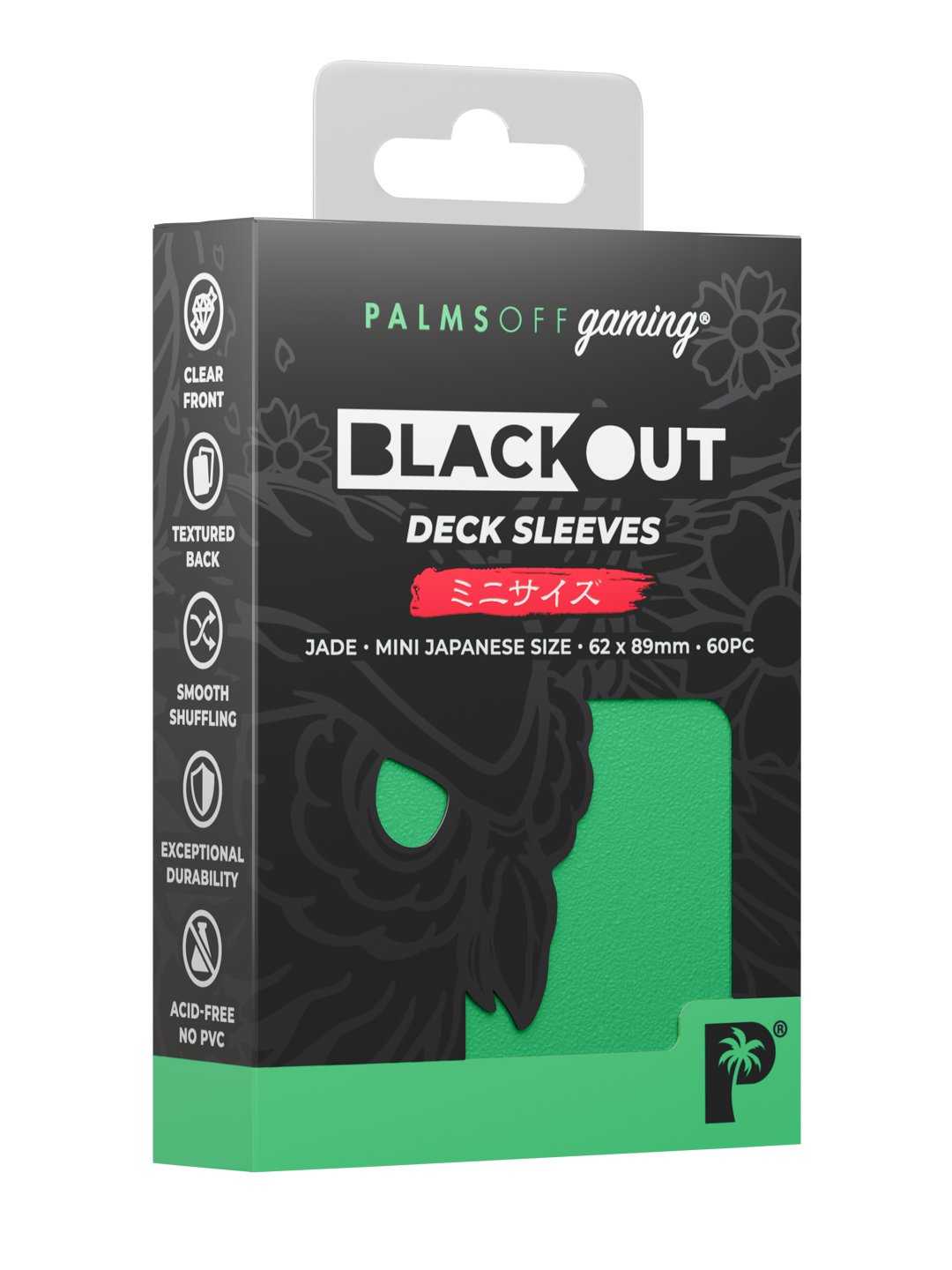 Palms Off Gaming Blackout Deck Sleeves — Japanese Mini Size — Jade