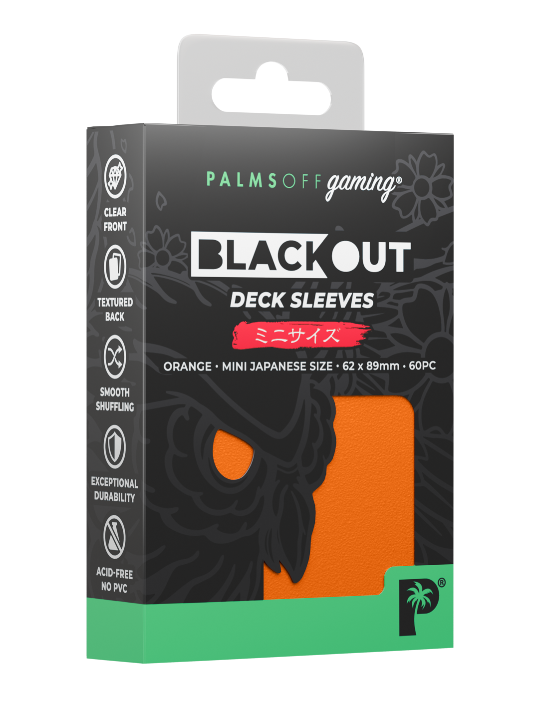 Palms Off Gaming Blackout Deck Sleeves — Japanese Mini Size — Orange