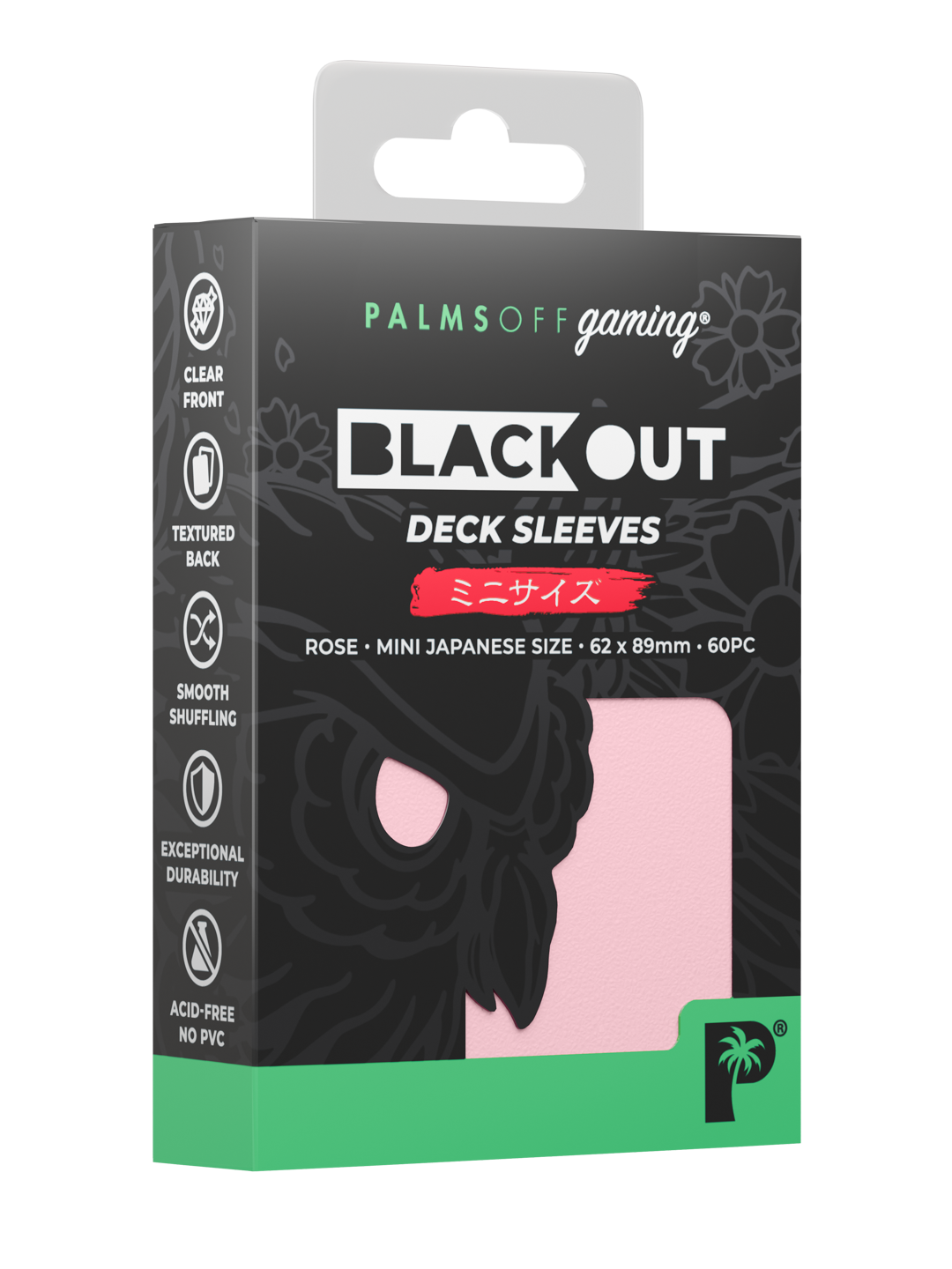 Palms Off Gaming Blackout Deck Sleeves — Japanese Mini Size — Rose