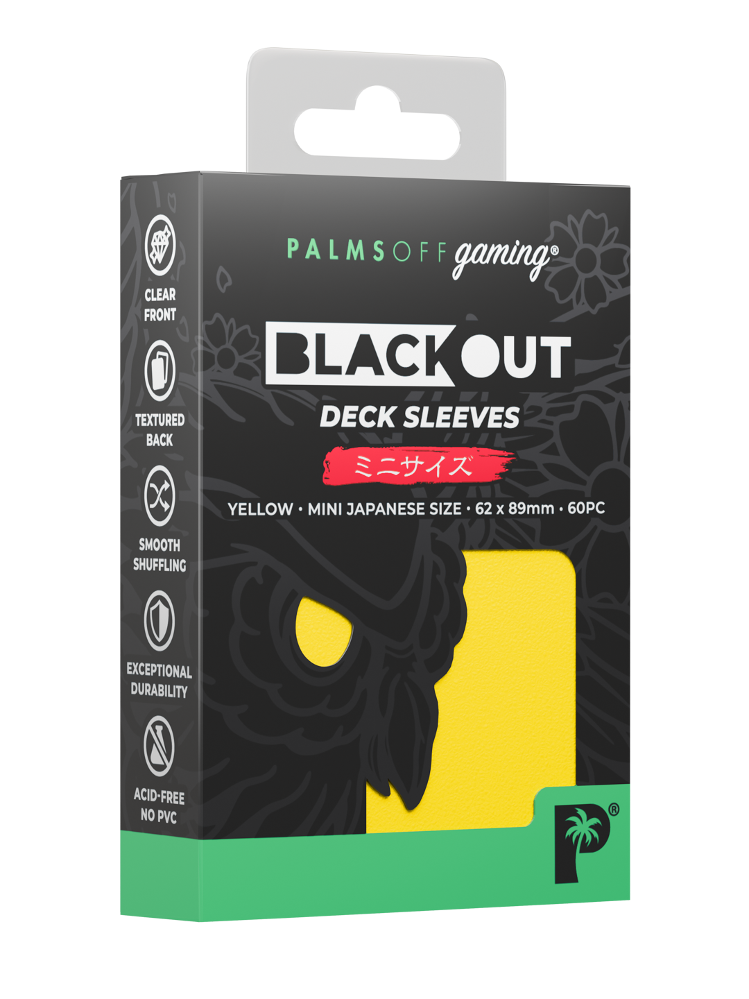 Palms Off Gaming Blackout Deck Sleeves — Japanese Mini Size — Yellow