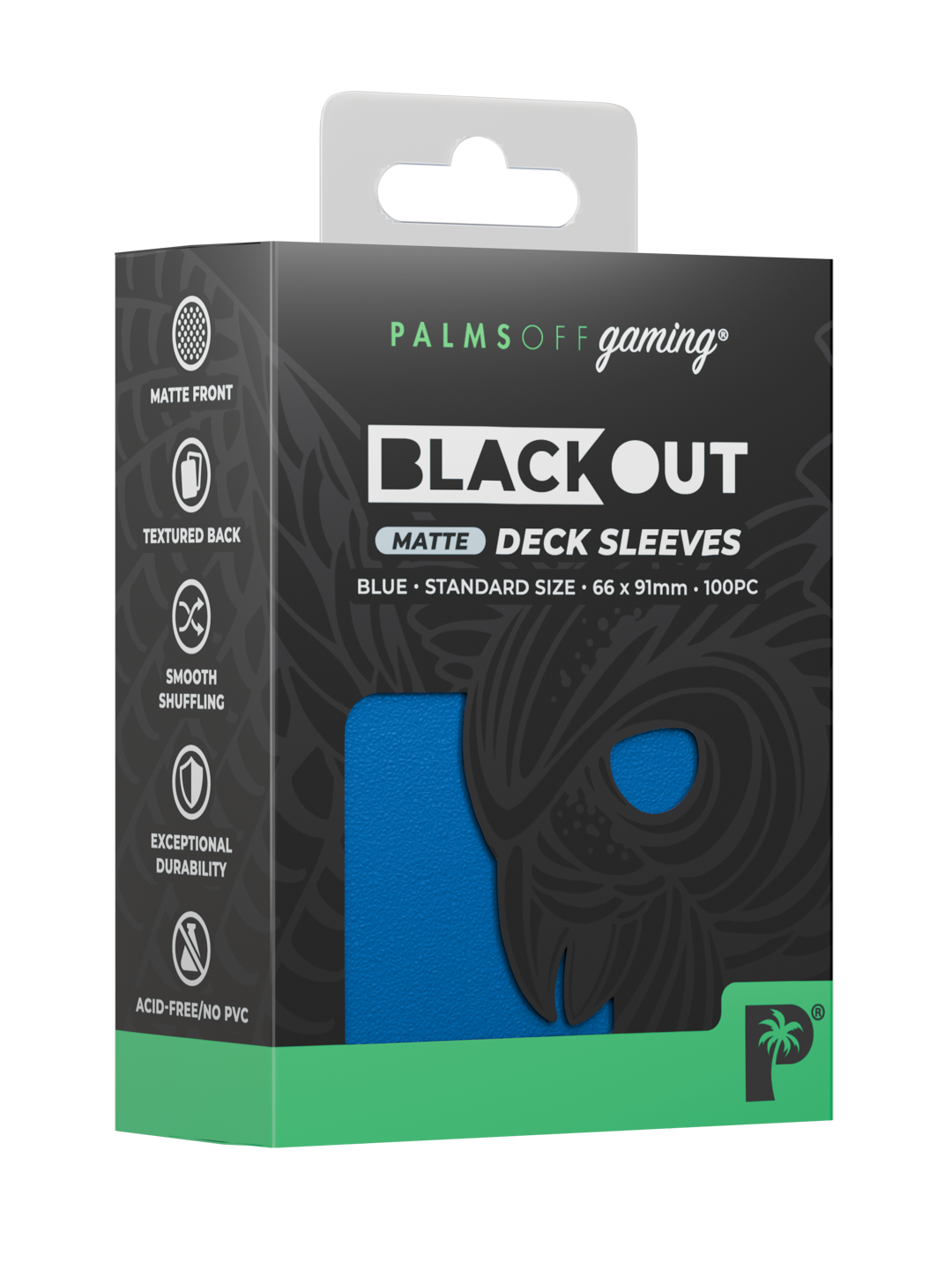 Palms Off Gaming Blackout Deck Sleeves — Standard Size, Matte — Blue