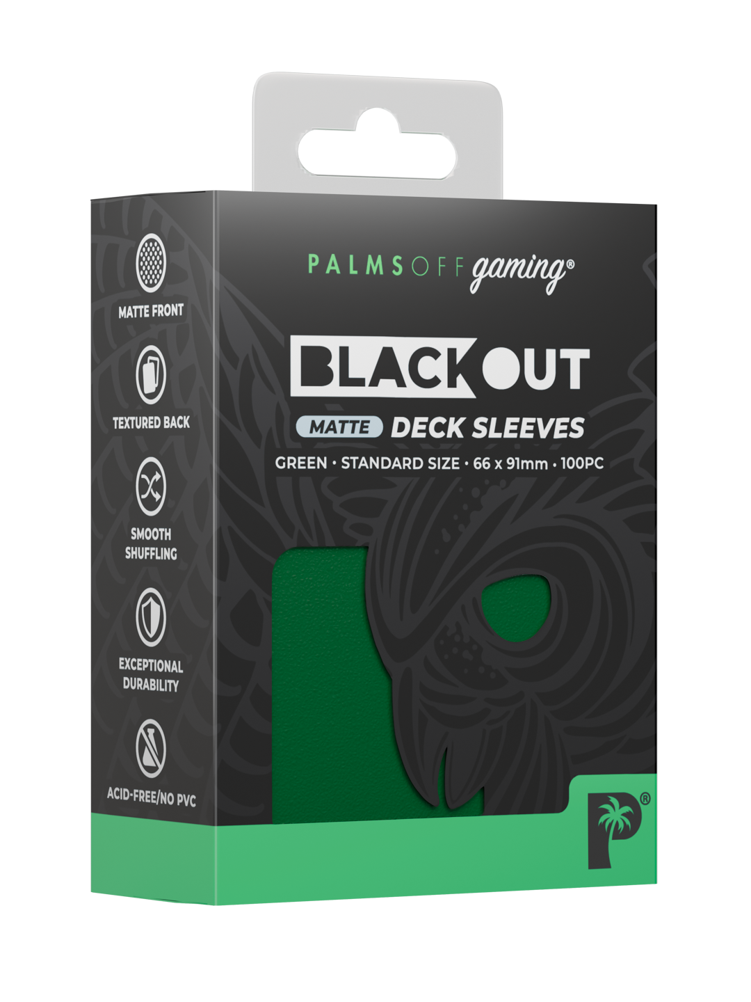 Palms Off Gaming Blackout Deck Sleeves — Standard Size, Matte — Green
