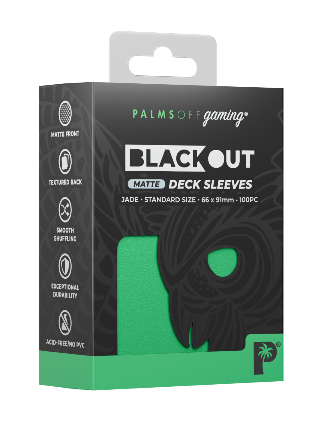 Palms Off Gaming Blackout Deck Sleeves — Standard Size, Matte — Jade