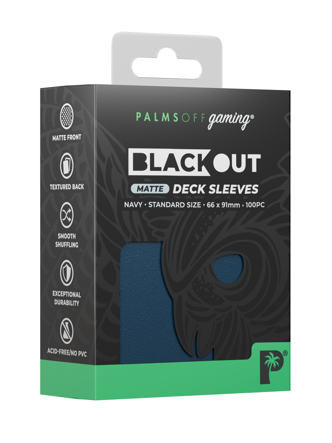 Palms Off Gaming Blackout Deck Sleeves — Standard Size, Matte — Navy