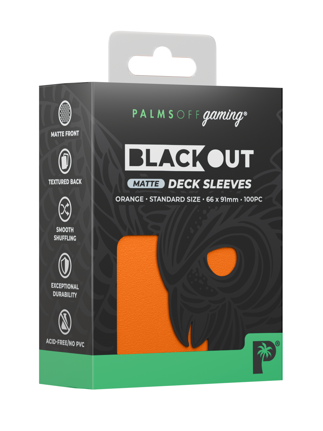 Palms Off Gaming Blackout Deck Sleeves — Standard Size, Matte — Orange
