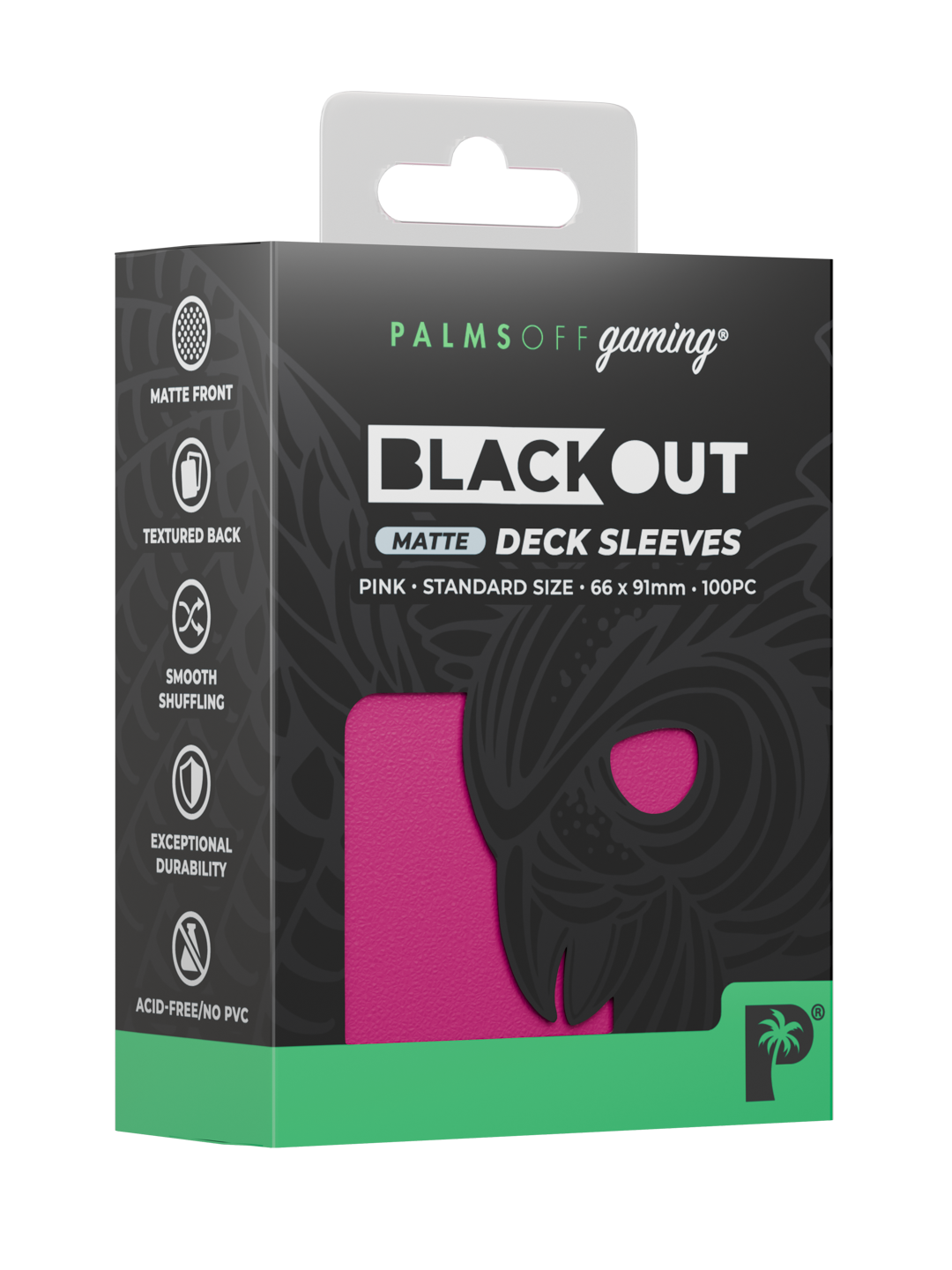 Palms Off Gaming Blackout Deck Sleeves — Standard Size, Matte — Pink