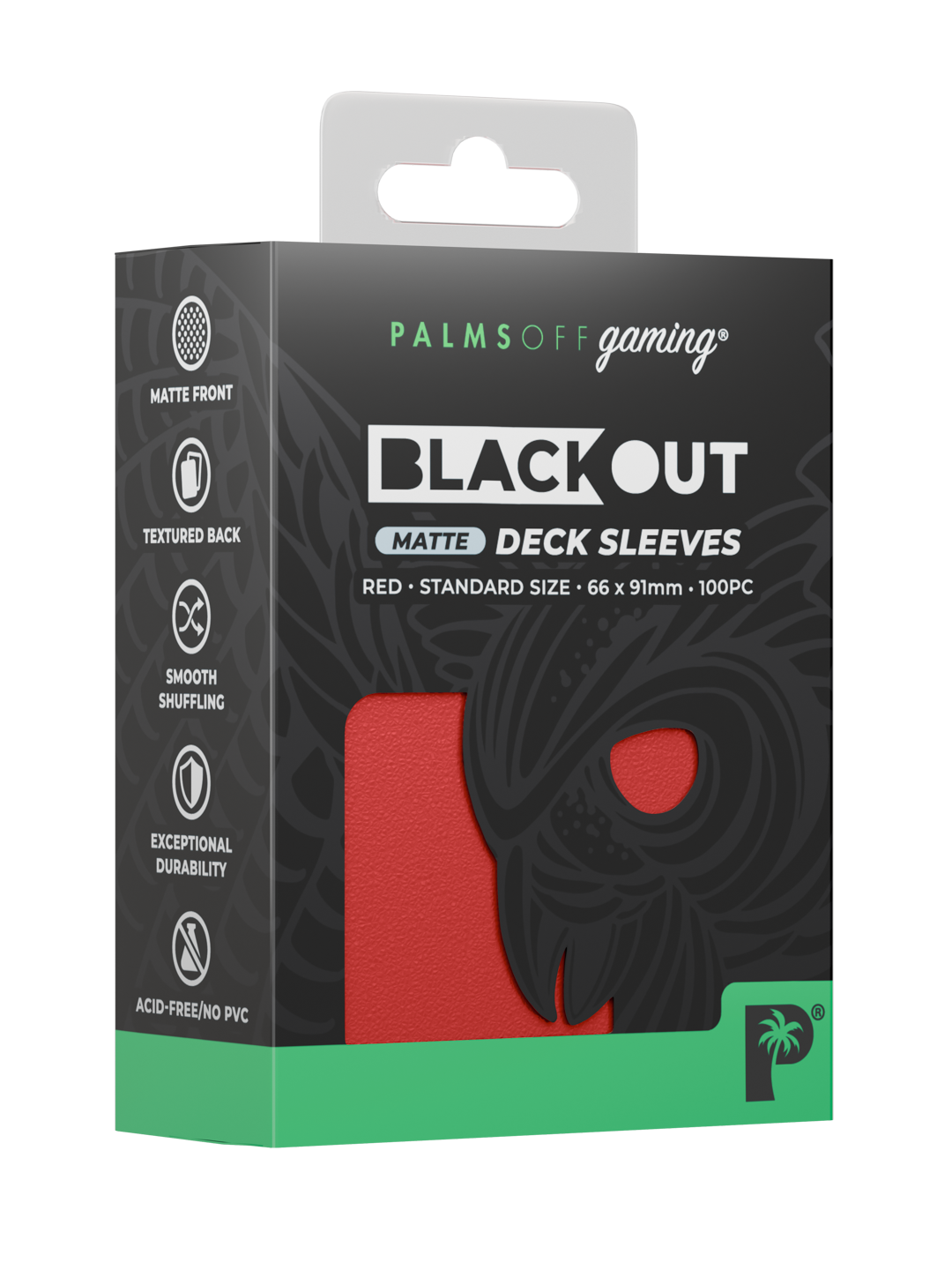 Palms Off Gaming Blackout Deck Sleeves — Standard Size, Matte — Red
