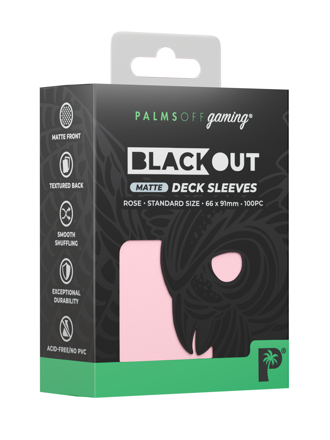 Palms Off Gaming Blackout Deck Sleeves — Standard Size, Matte — Rose