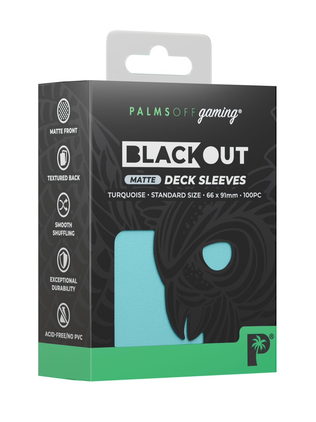 Palms Off Gaming Blackout Deck Sleeves — Standard Size, Matte — Turquoise
