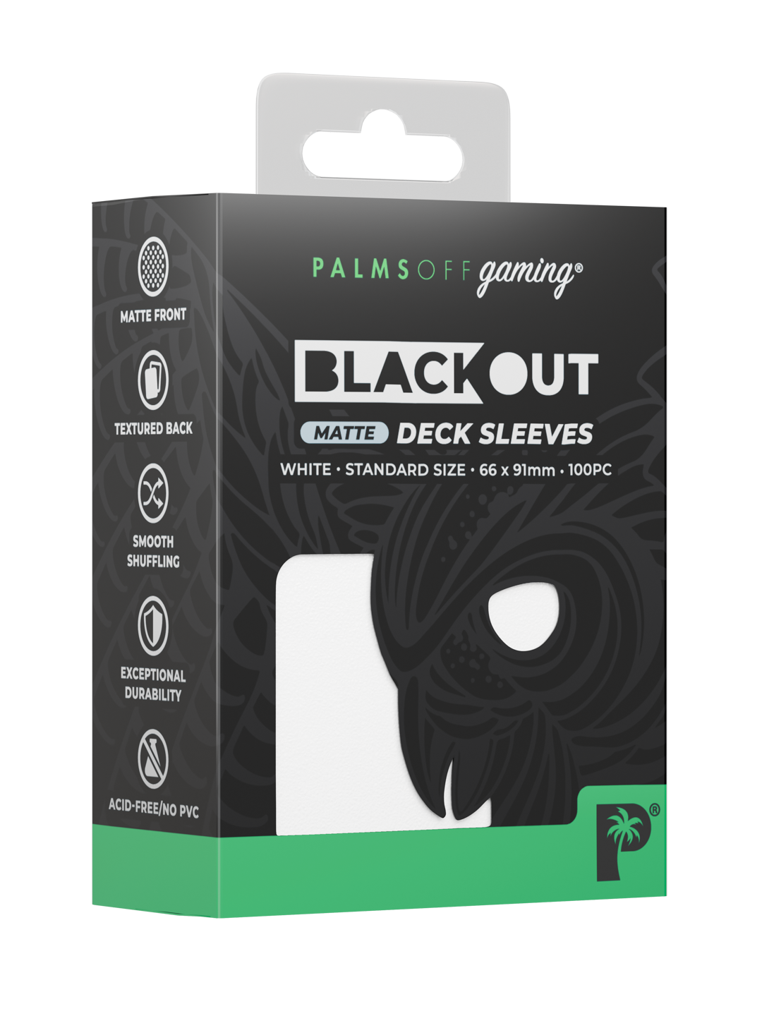 Palms Off Gaming Blackout Deck Sleeves — Standard Size, Matte — White