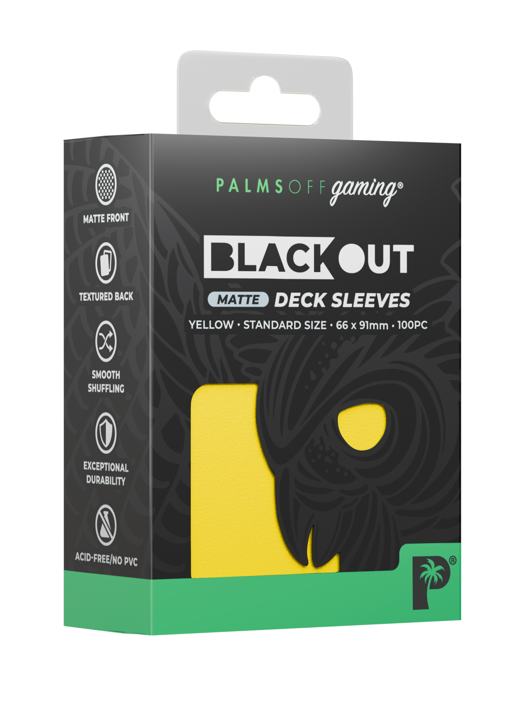 Palms Off Gaming Blackout Deck Sleeves — Standard Size, Matte — Yellow