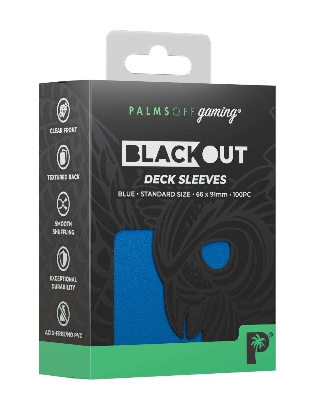 Palms Off Gaming Blackout Deck Sleeves — Standard Size — Blue