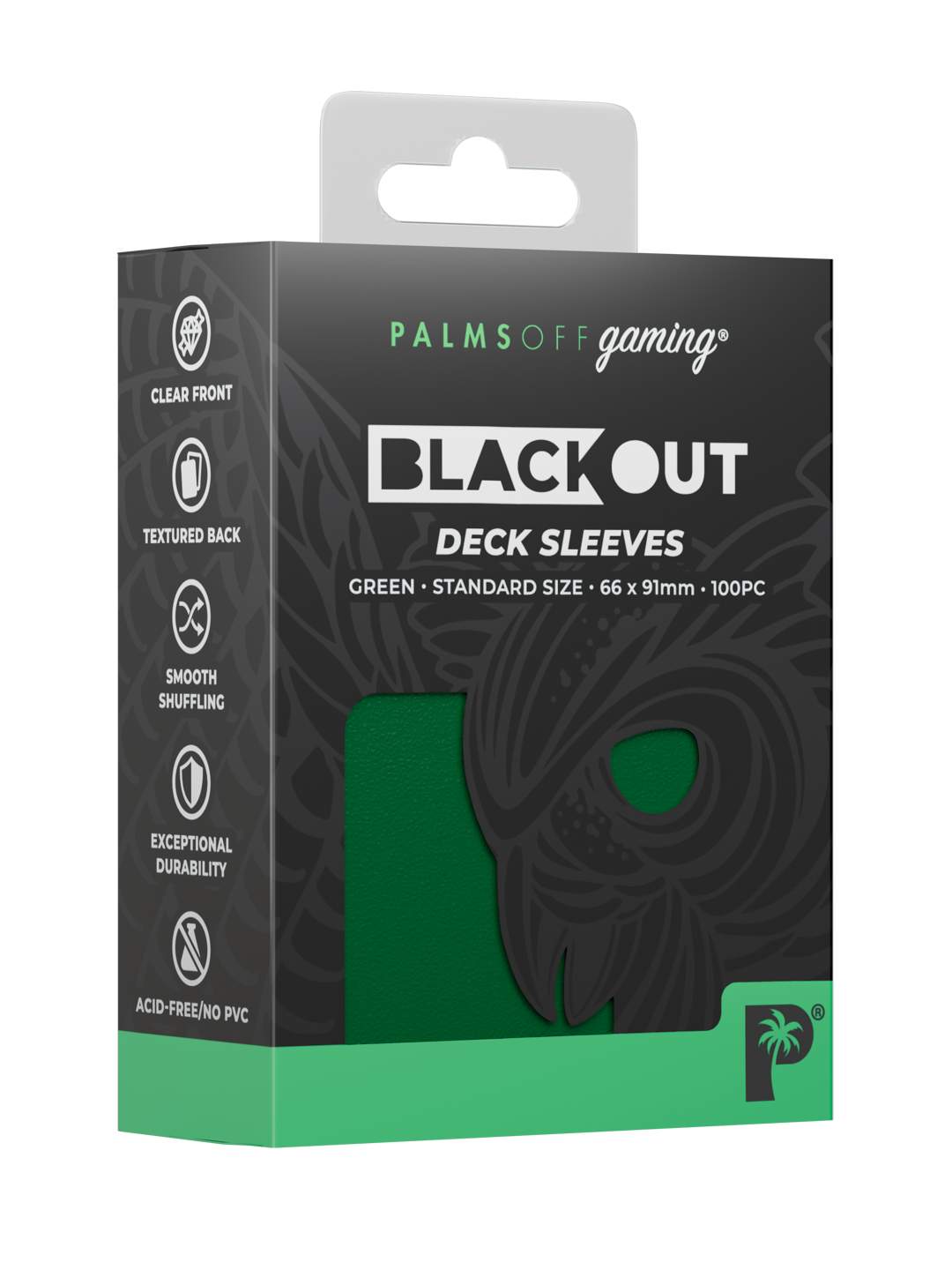 Palms Off Gaming Blackout Deck Sleeves — Standard Size — Green