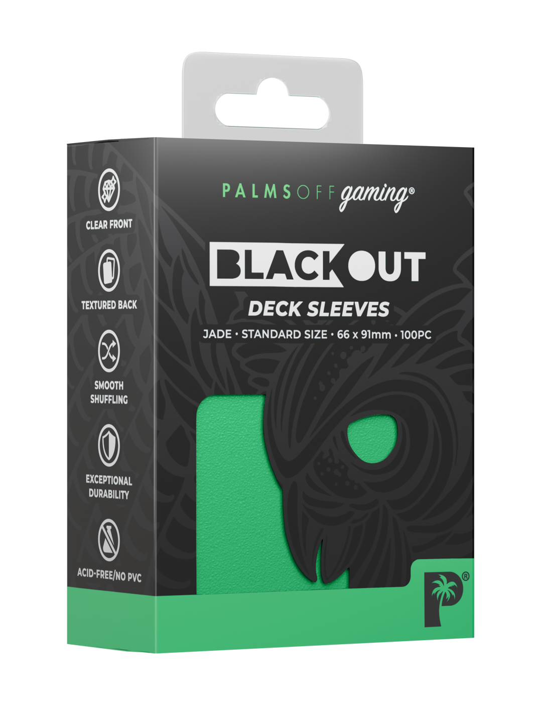 Palms Off Gaming Blackout Deck Sleeves — Standard Size — Jade
