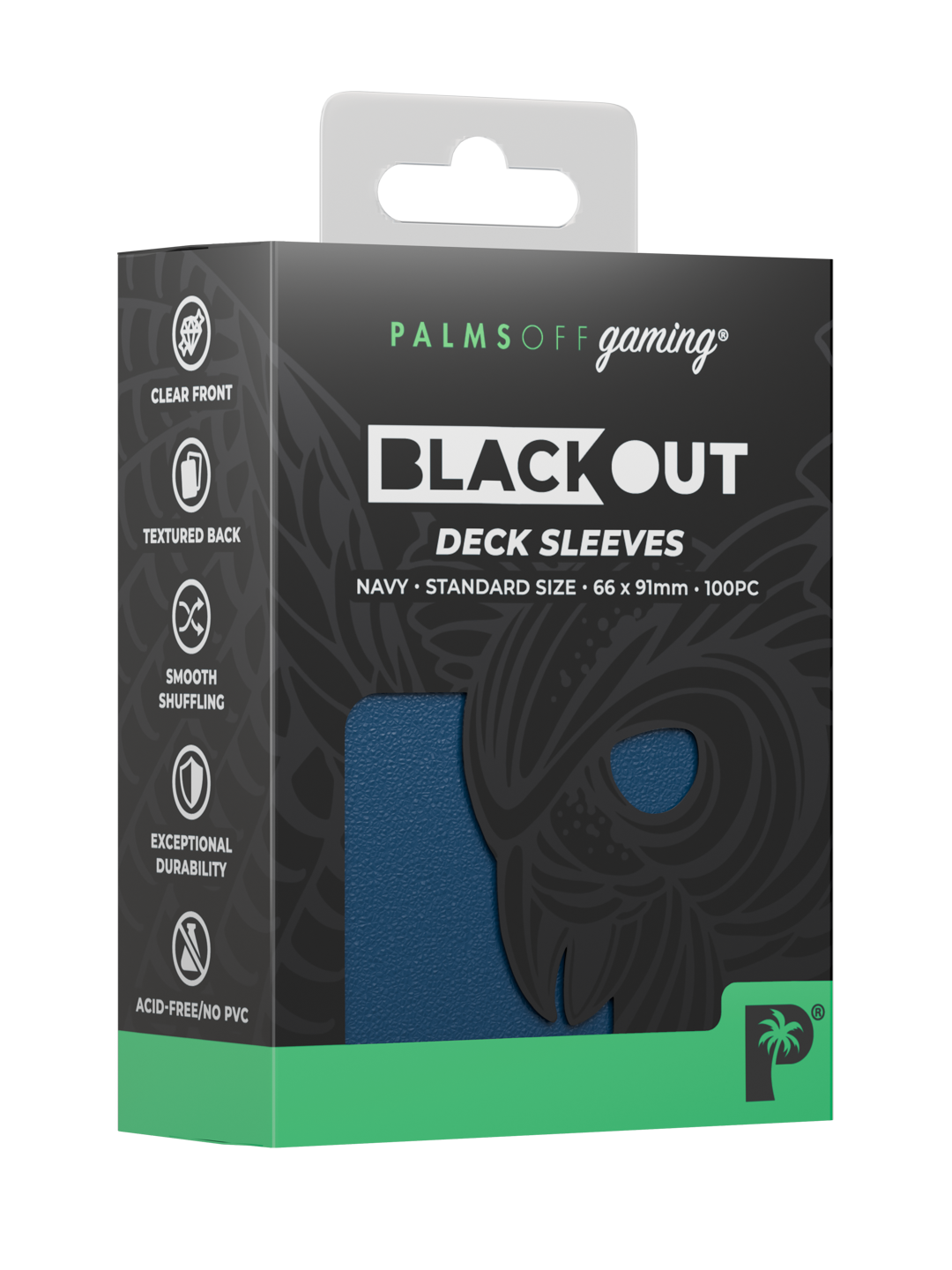 Palms Off Gaming Blackout Deck Sleeves — Standard Size — Navy