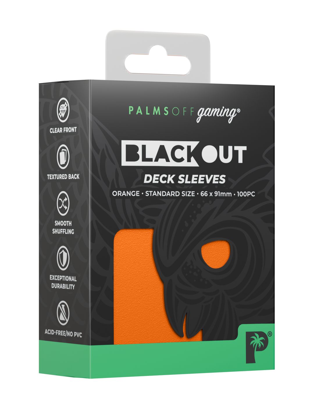 Palms Off Gaming Blackout Deck Sleeves — Standard Size — Orange
