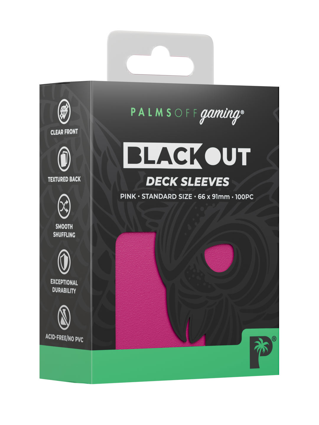 Palms Off Gaming Blackout Deck Sleeves — Standard Size — Pink