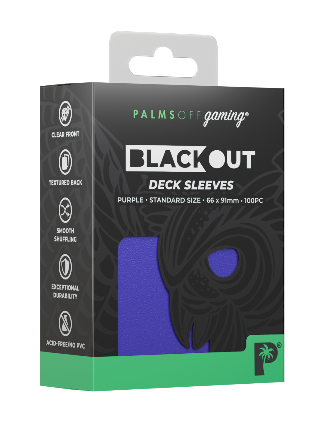 Palms Off Gaming Blackout Deck Sleeves — Standard Size — Purple