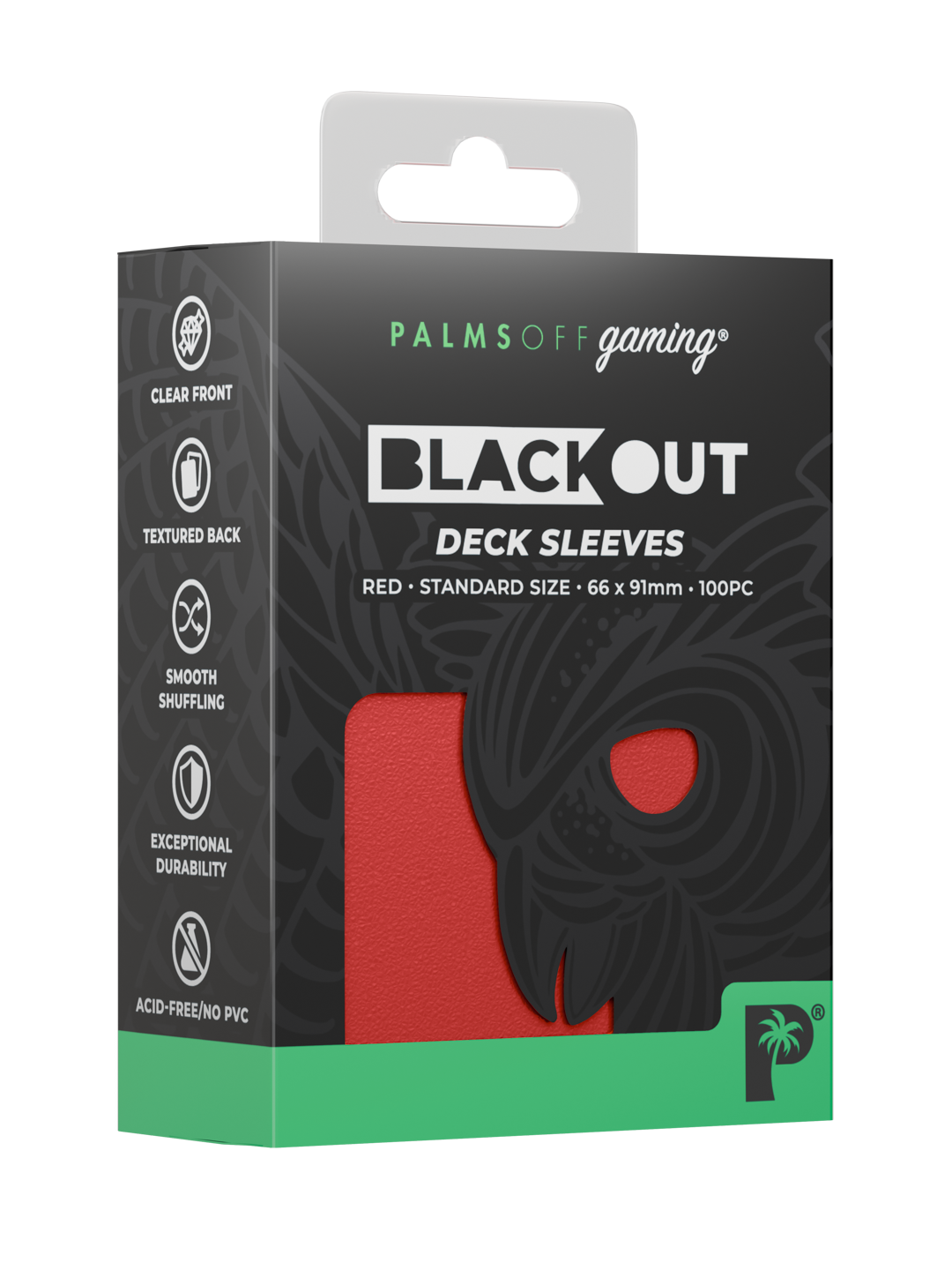 Palms Off Gaming Blackout Deck Sleeves — Standard Size — Red