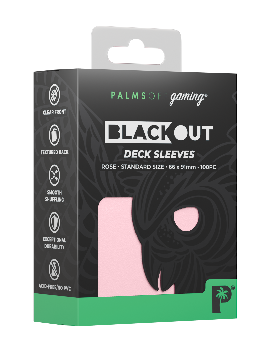 Palms Off Gaming Blackout Deck Sleeves — Standard Size — Rose