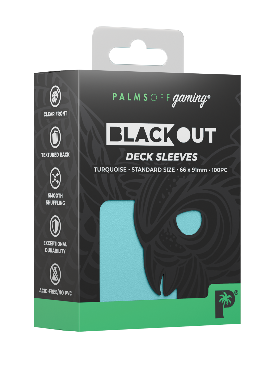 Palms Off Gaming Blackout Deck Sleeves — Standard Size — Turquoise