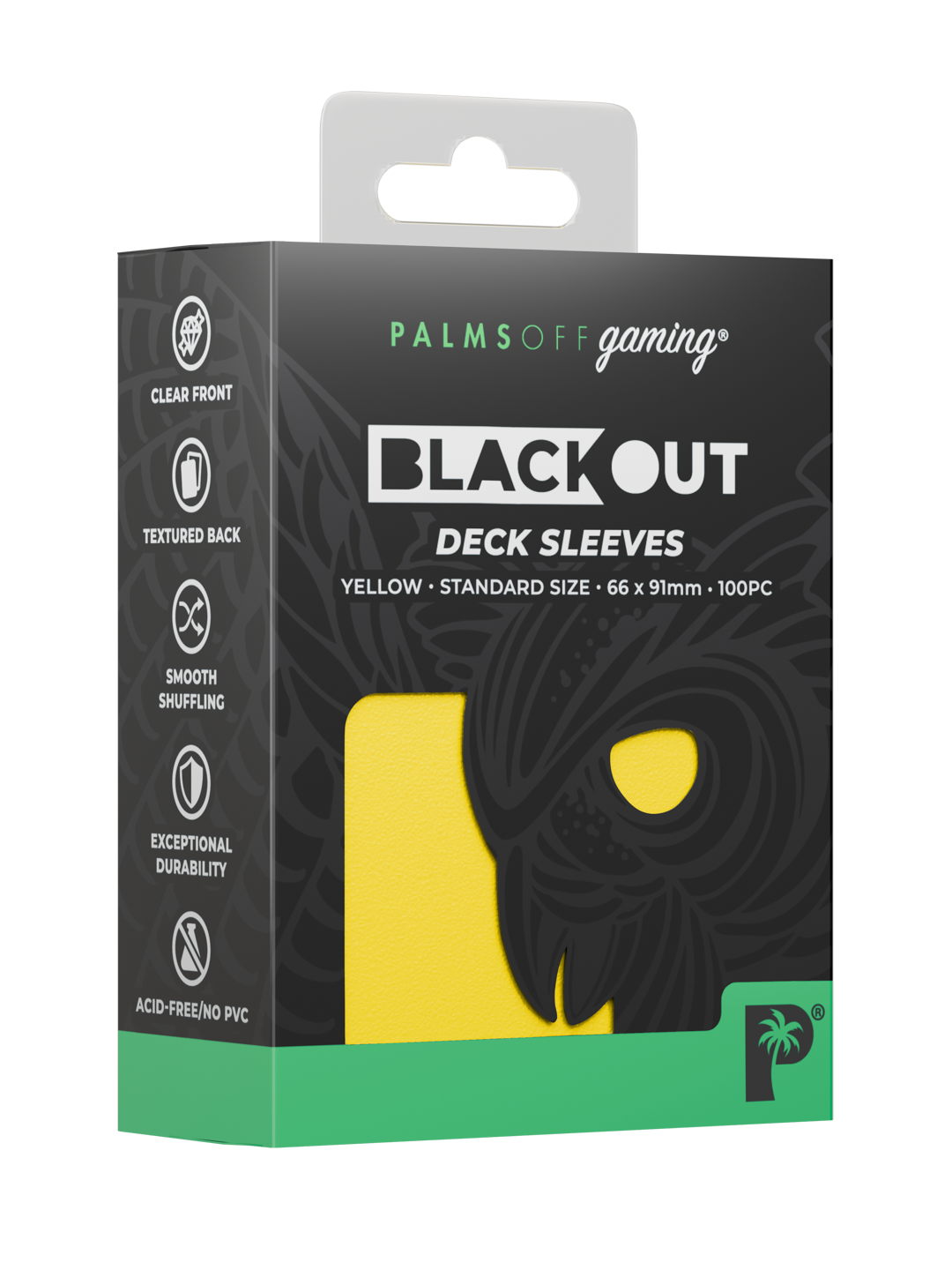 Palms Off Gaming Blackout Deck Sleeves — Standard Size — Yellow