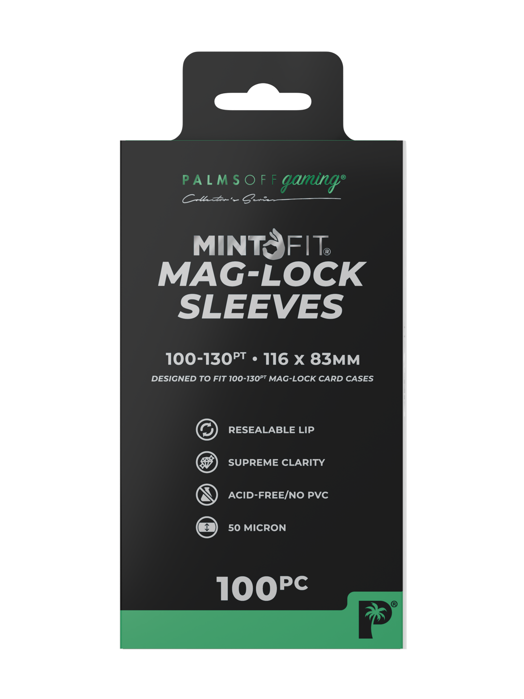 Palms Off Gaming Mint Fit Mag Lock Sleeves — 100pt to 130pt
