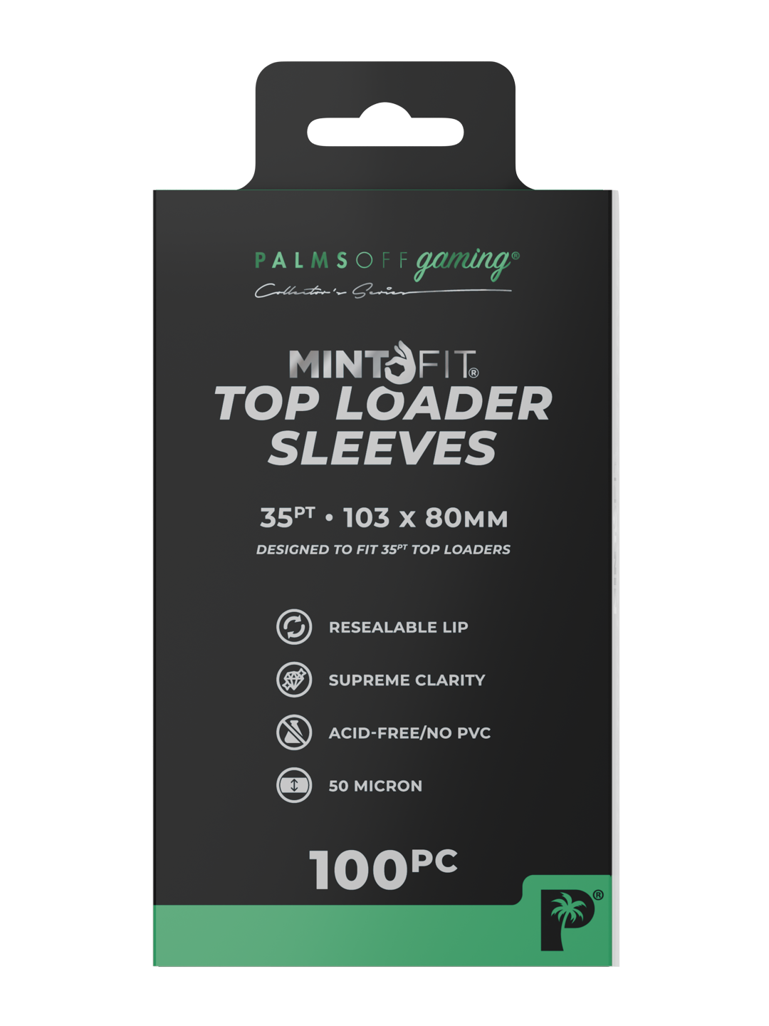 Palms Off Gaming Mint Fit Top Loader Sleeves — 35pt